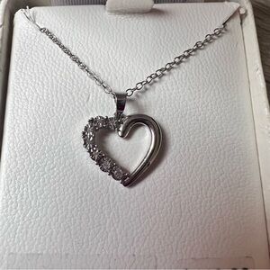Sterling Silver Diamond Heart Necklace